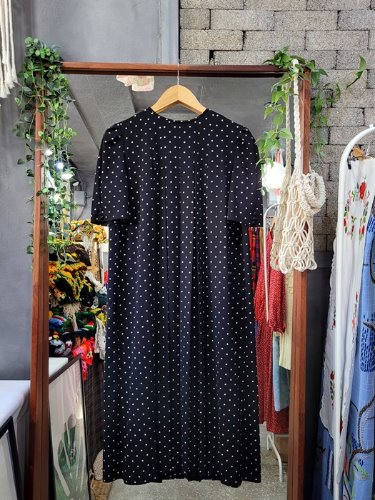 [Petit Anne] classic dot pleats dress