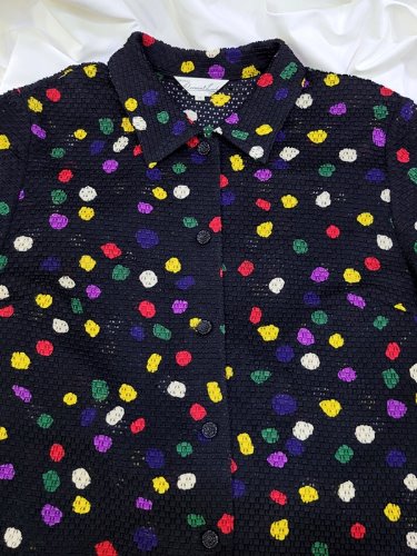 [Current Look] rainbow dot pattern net blouse