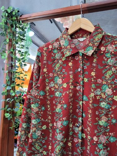 [EVEN] antique color design flower shirt