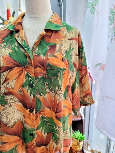 [ETOFFER] bold leaf pattern hawaiian shirt