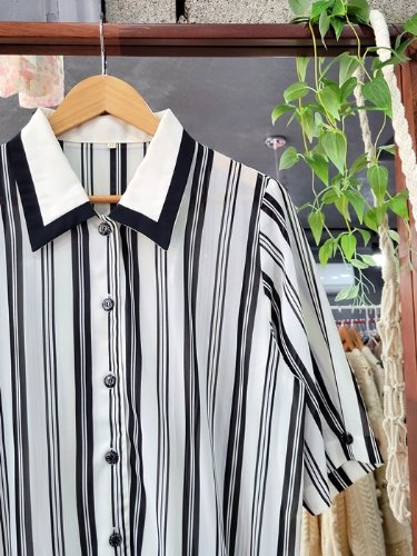 modern stripe pattern short sleeve shirt