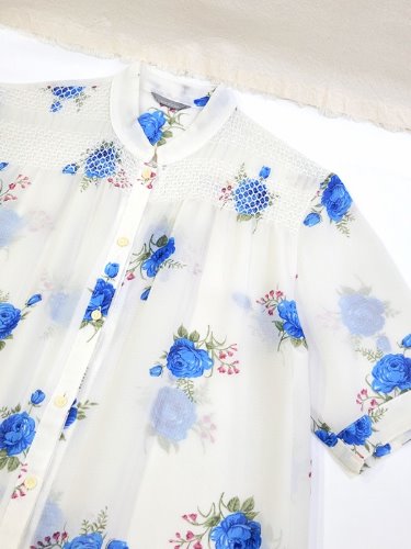 [CLOVER HOUSE] romantic blue flower blouse