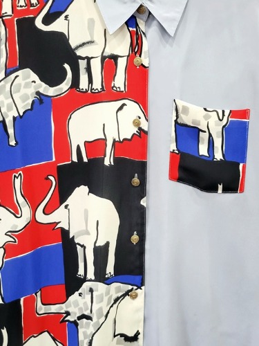 [FRENCORT] kitsch block pattern over shirt
