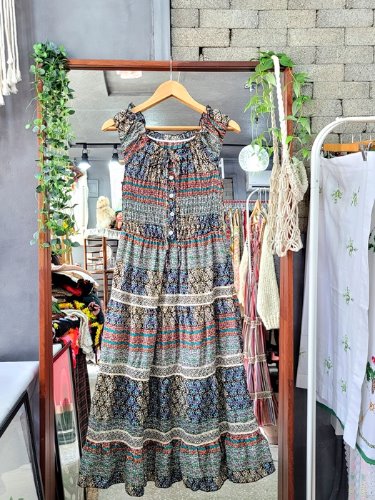 [hana hana] unique pattern smok dress
