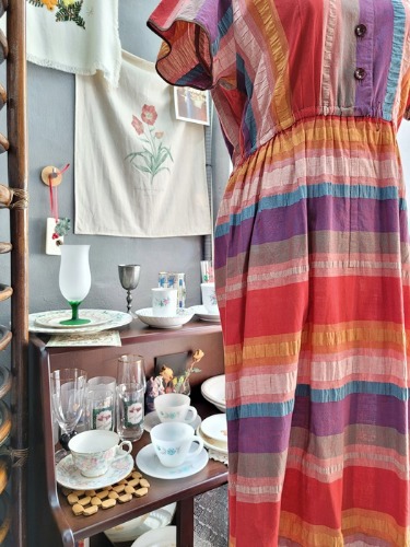 hippie stripe patterned cotton dress