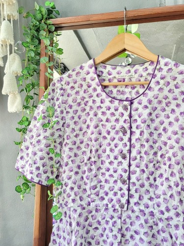 grape flower patterned retro blouse
