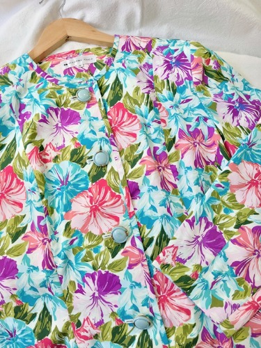 [MADAME KOGA] vivid flower patterned blouse