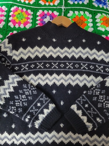 snow patterned half neck wool knit