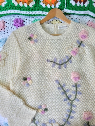 [orchid] feminine mood double crochet knit top