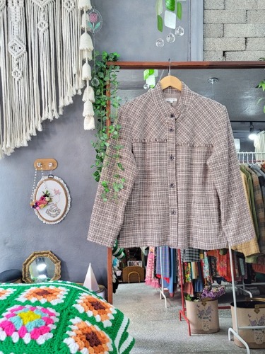[VEVELKA] lovely color designed spring tweed jacket