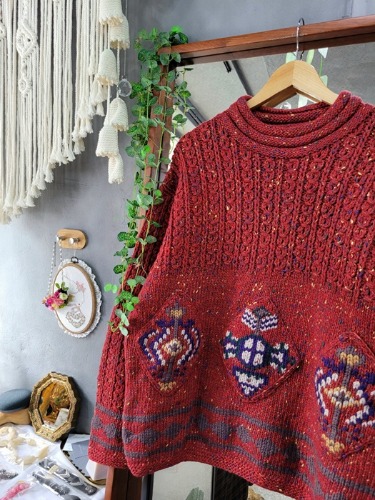 hippie motive details chunky knit