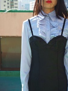 [boutique] black leather sleeveless dress