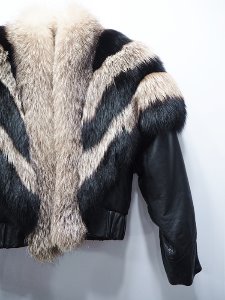 [boutique] fox fur shoulder sheepskin crop jacket