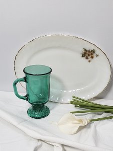 antique flower milk glass plate