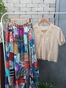 [HANDMADE] unique patchwork maxi skirt