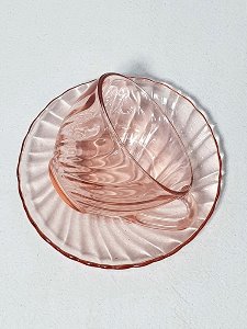 [FRANCE Arcoroc] rosaline pink swirl cup set