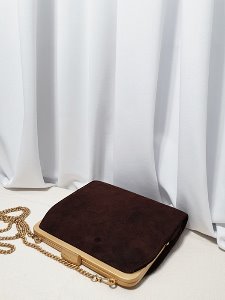 [TIME] brown suede antique pouch bag