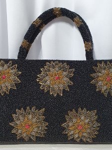 flower beads top handle bag