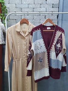 [ESPOIR] antique embroidery wool cardigan