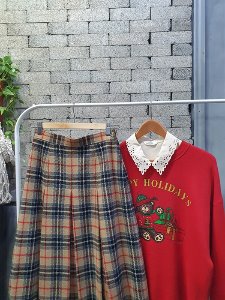 [OXFORD] classic check wool skirt