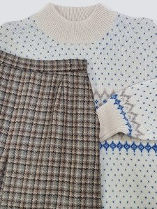 [ROPE] cozy check pattern wool skirt