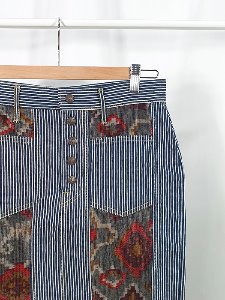 [KAPITAL] corduroy combie stripe skirt