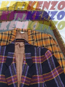 [KENZO] retro check wool jacket