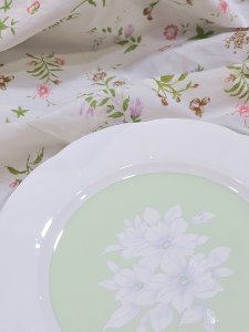 [Bone China] emerald flower dessert plate