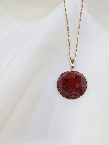 red marble pendant antique necklace
