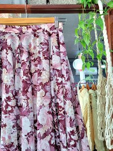 sketch flower pattern flare skirt