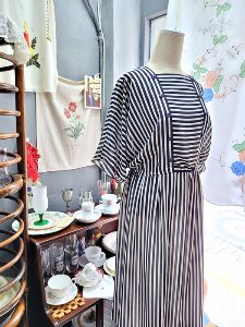 [TOKYO STYLE] double button marine stripe dress