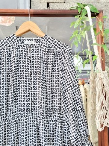 [My Way] black leaf pattern modern dress