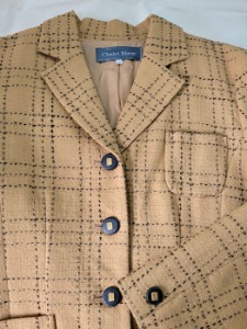[Chalet Blanc] black stitch pointed beige wool jacket