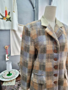 [L&#039;est Rose] patchwork pattern tomboy wool jacket