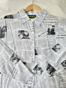 [ANZU] newspaper motive chic shirt