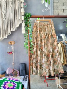 antique mood flower pleats skirt