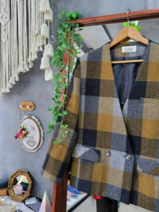 [al chianti] classic check pattern no kara wool jacket