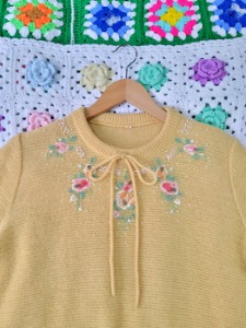 spring yellow color wool knit top